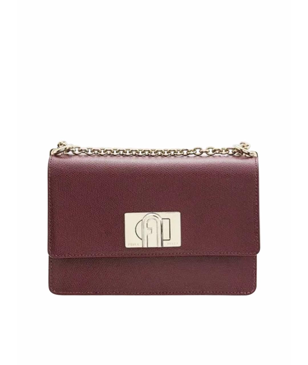 FURLA Бордовая кожаная сумка через плечо, фото 1