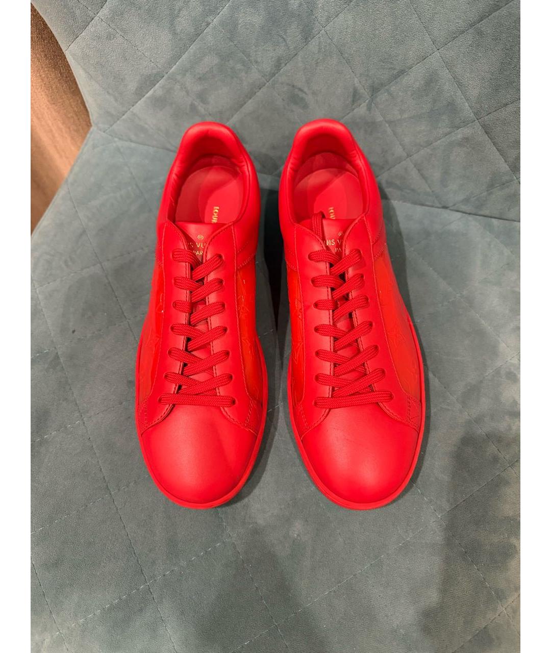 LOUIS VUITTON Красные кожаные кеды, фото 3