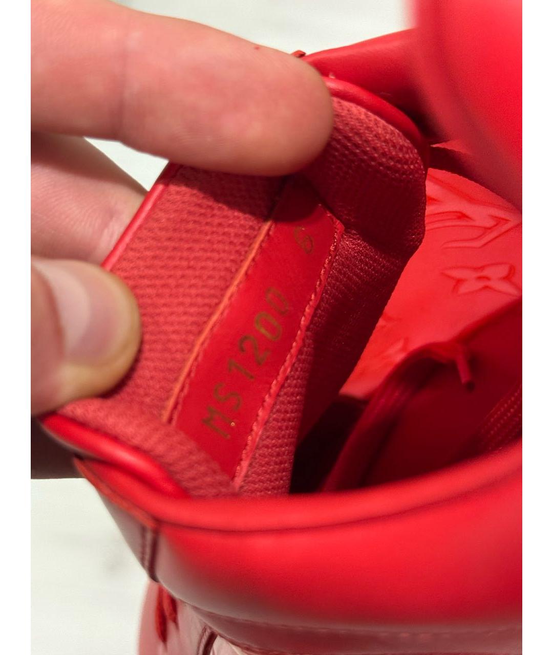 LOUIS VUITTON Красные кожаные кеды, фото 7