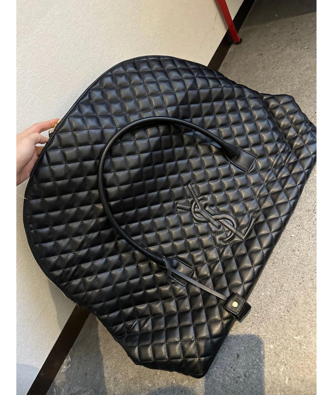 SAINT LAURENT Черная кожаная дорожная/спортивная сумка, фото 7