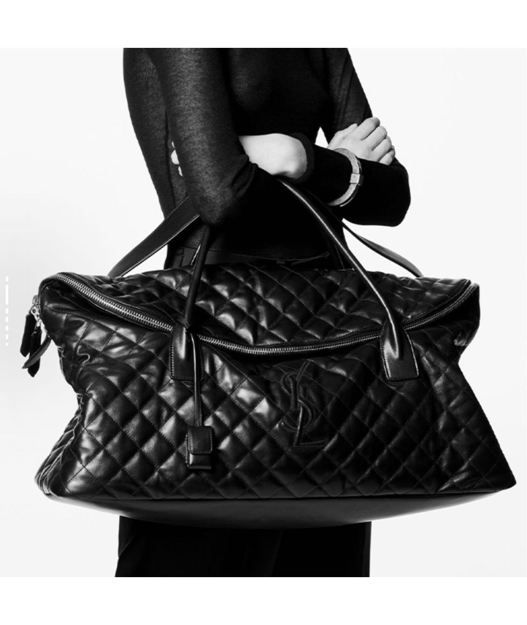 SAINT LAURENT Черная кожаная дорожная/спортивная сумка, фото 5