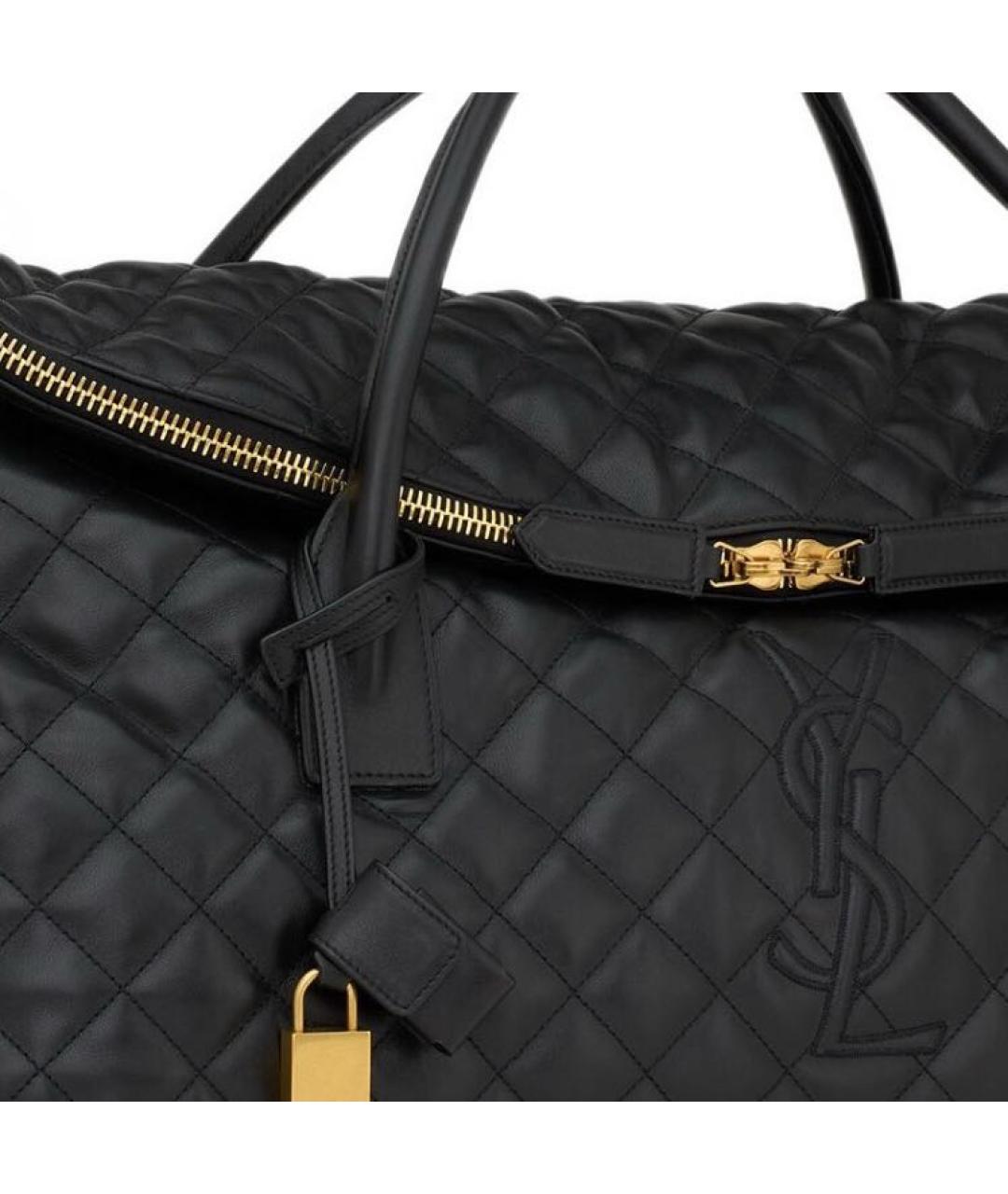 SAINT LAURENT Черная кожаная дорожная/спортивная сумка, фото 6