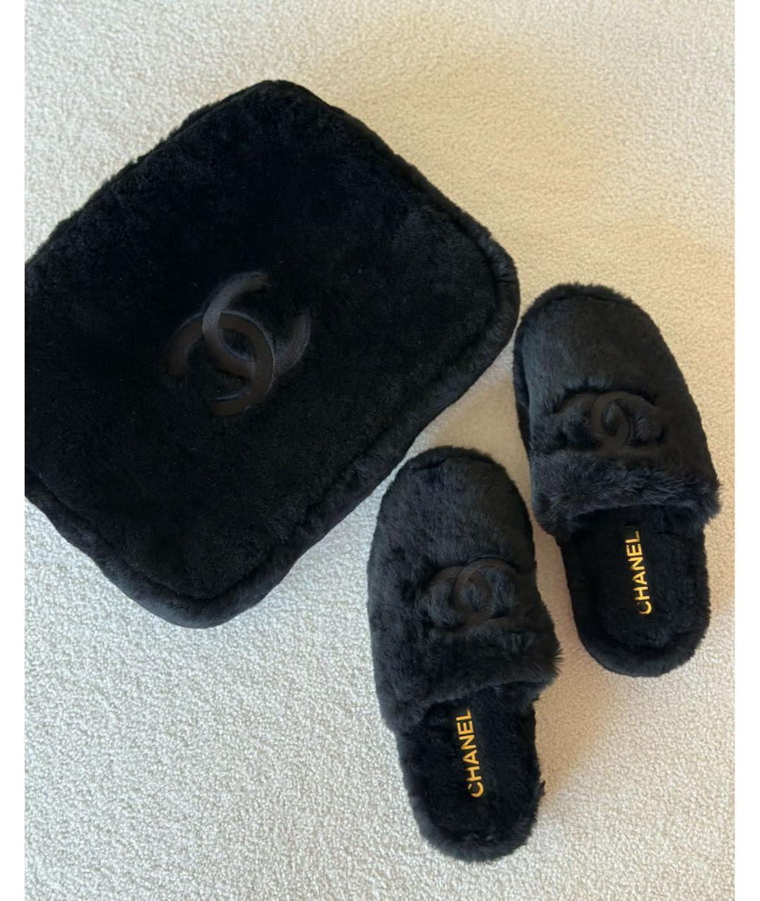 CHANEL Черные шлепанцы, фото 2