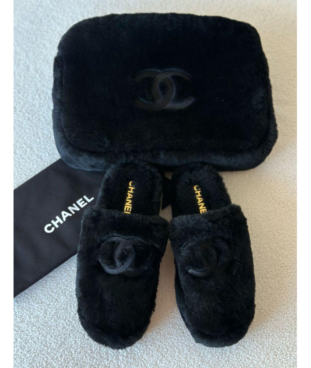 CHANEL Черные шлепанцы, фото 3