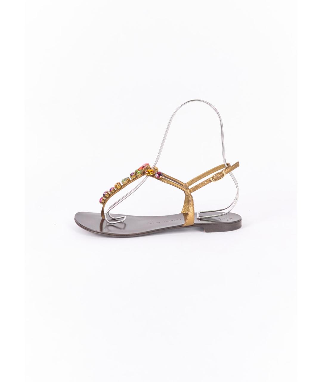 GIUSEPPE ZANOTTI DESIGN Золотые кожаные сандалии, фото 7