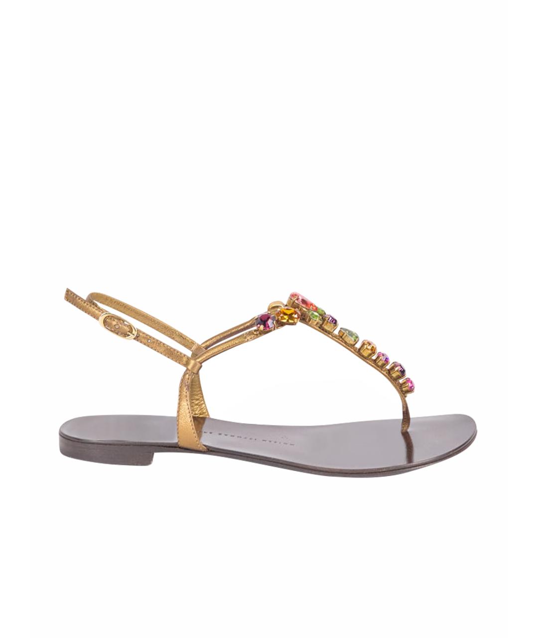 GIUSEPPE ZANOTTI DESIGN Золотые кожаные сандалии, фото 1