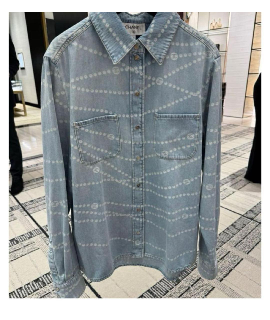 CHANEL Голубая деним рубашка, фото 4