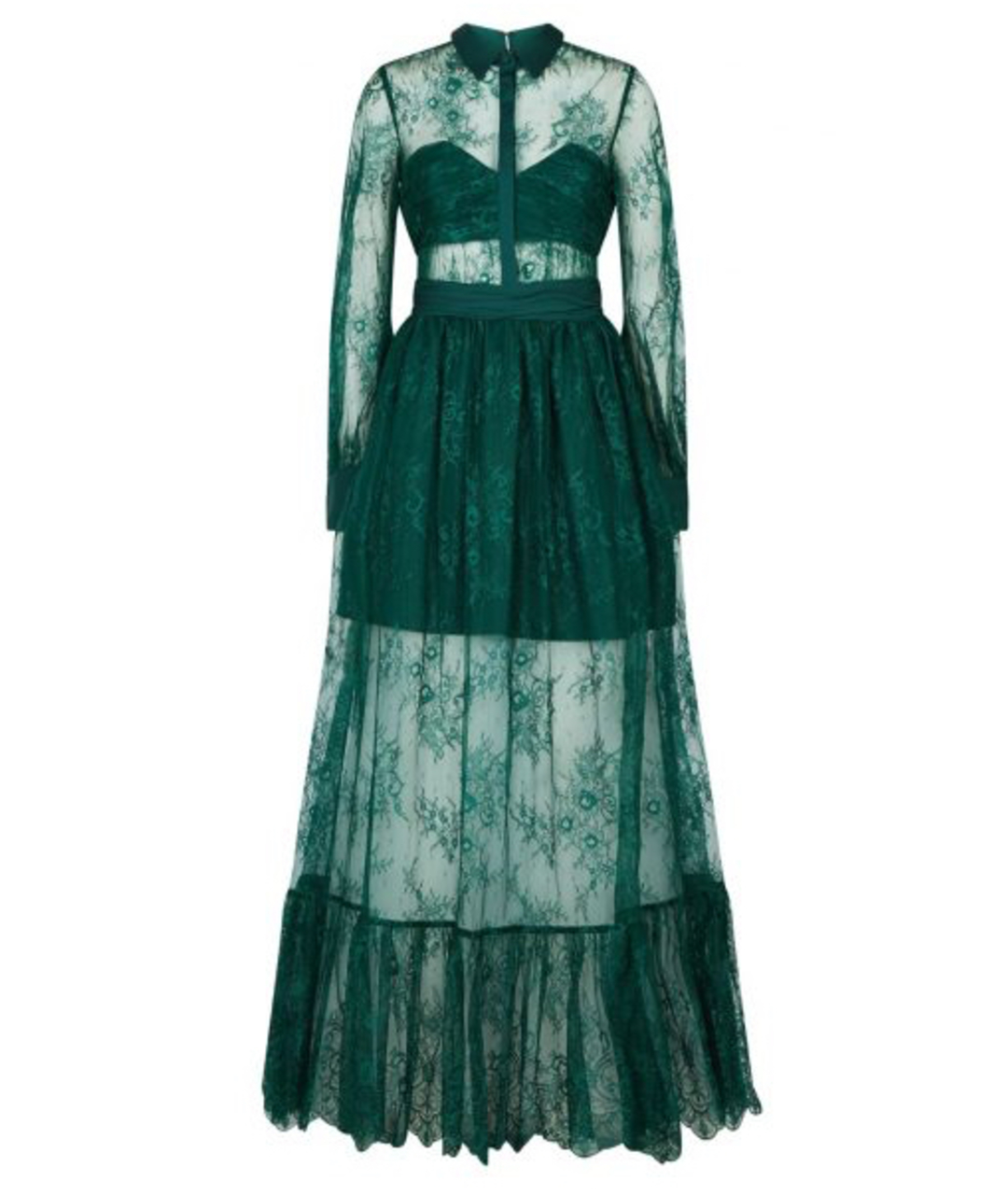 SELF-PORTRAIT Зеленые кружевное вечернее платье, фото 2