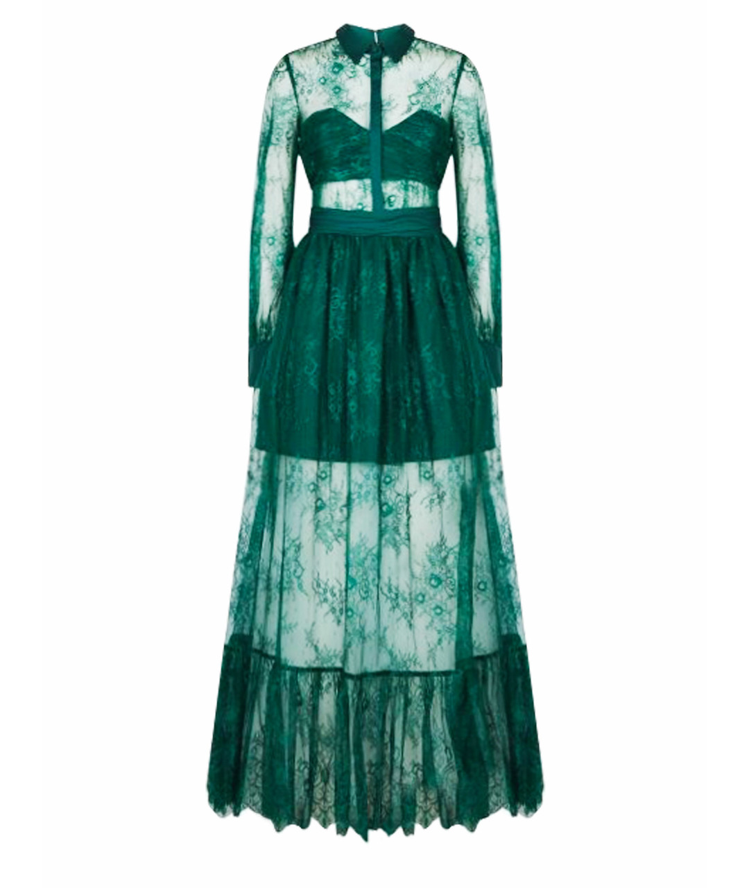 SELF-PORTRAIT Зеленые кружевное вечернее платье, фото 1