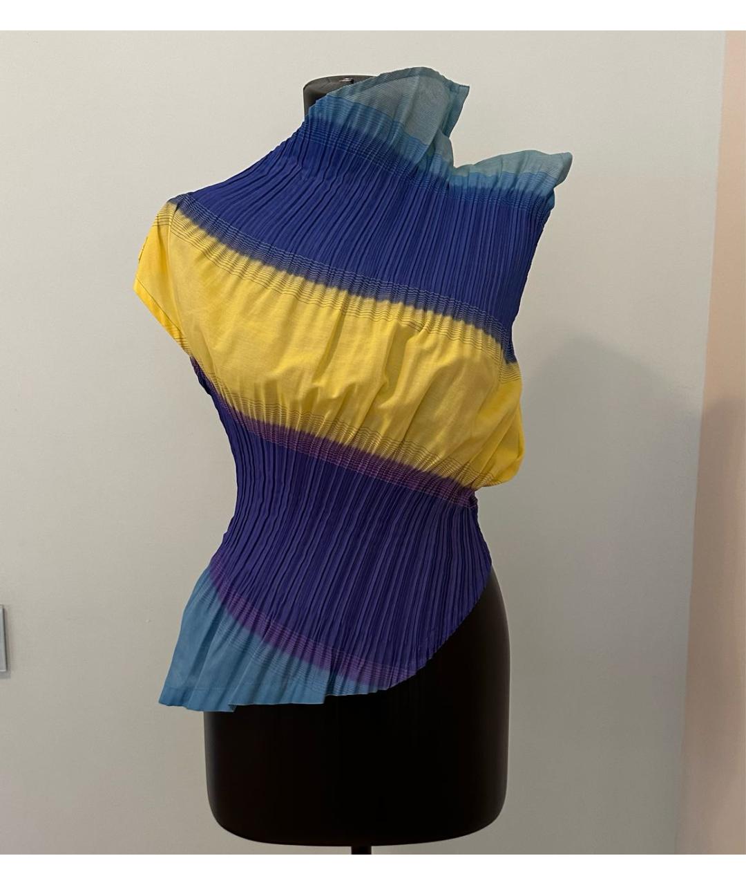 ISSEY MIYAKE Мульти хлопко-эластановая блузы, фото 5