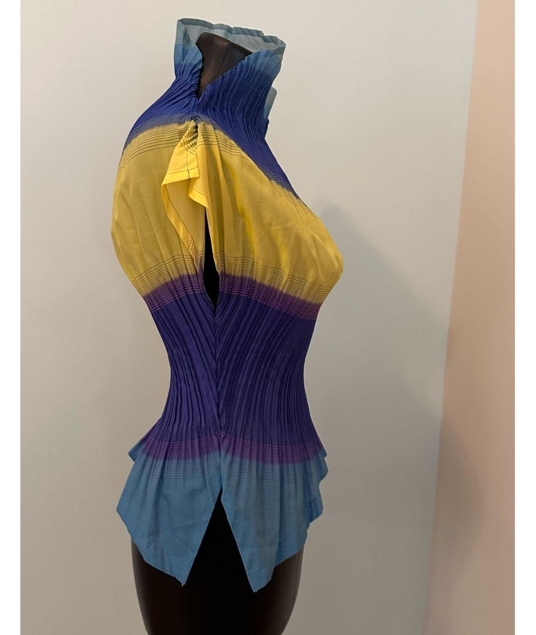 ISSEY MIYAKE Мульти хлопко-эластановая блузы, фото 4