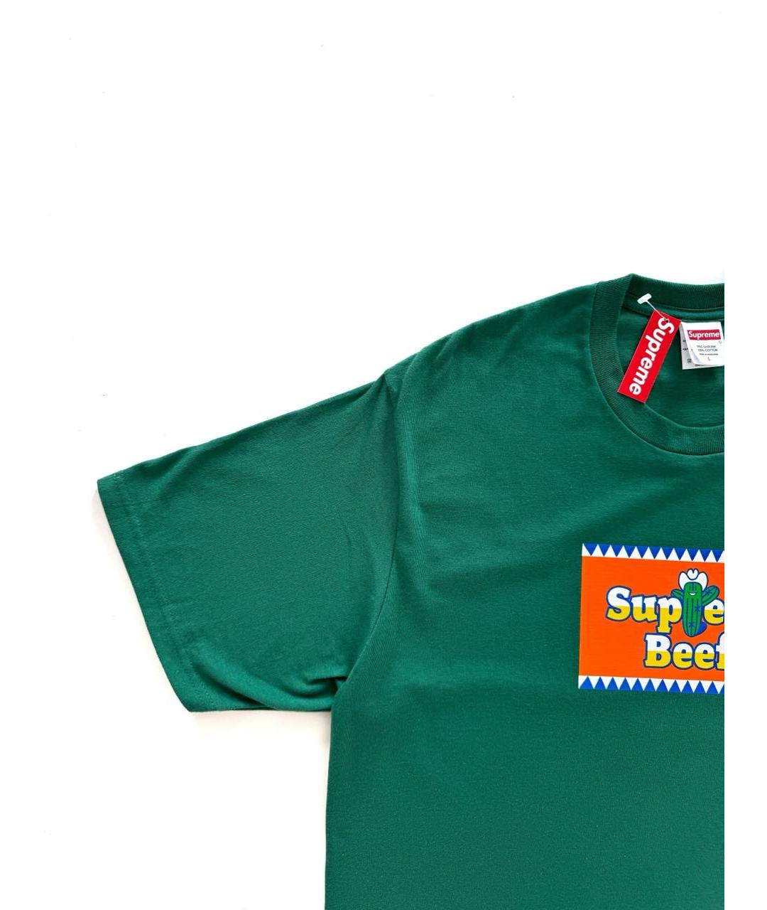 SUPREME Зеленая хлопковая футболка, фото 2