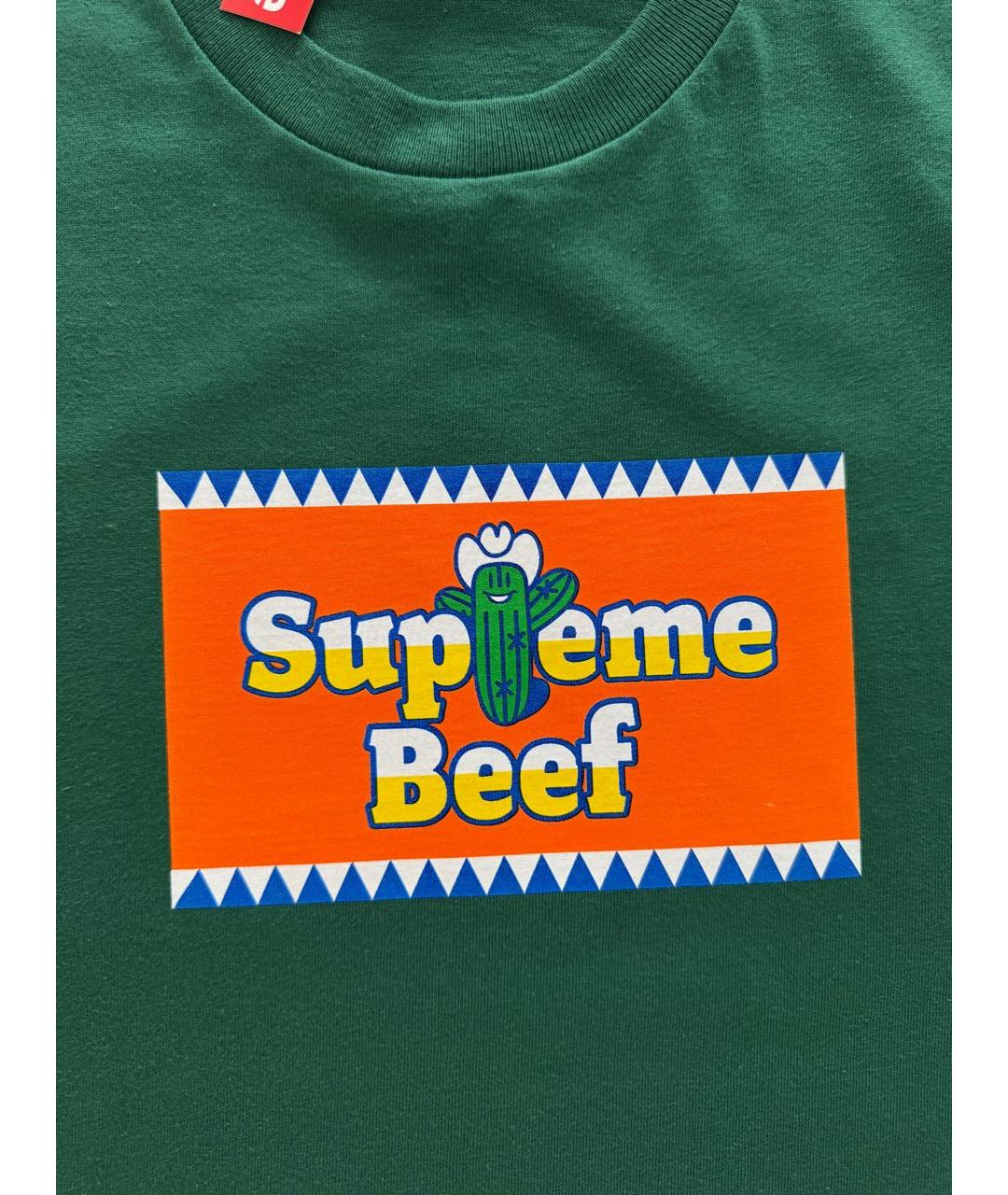 SUPREME Зеленая хлопковая футболка, фото 4