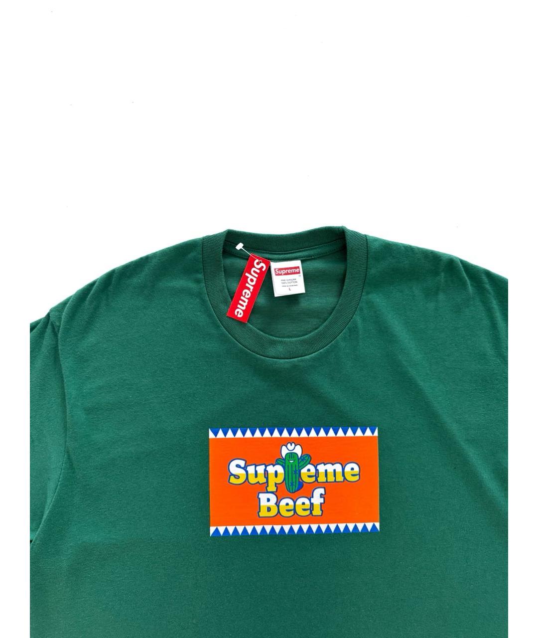 SUPREME Зеленая хлопковая футболка, фото 3