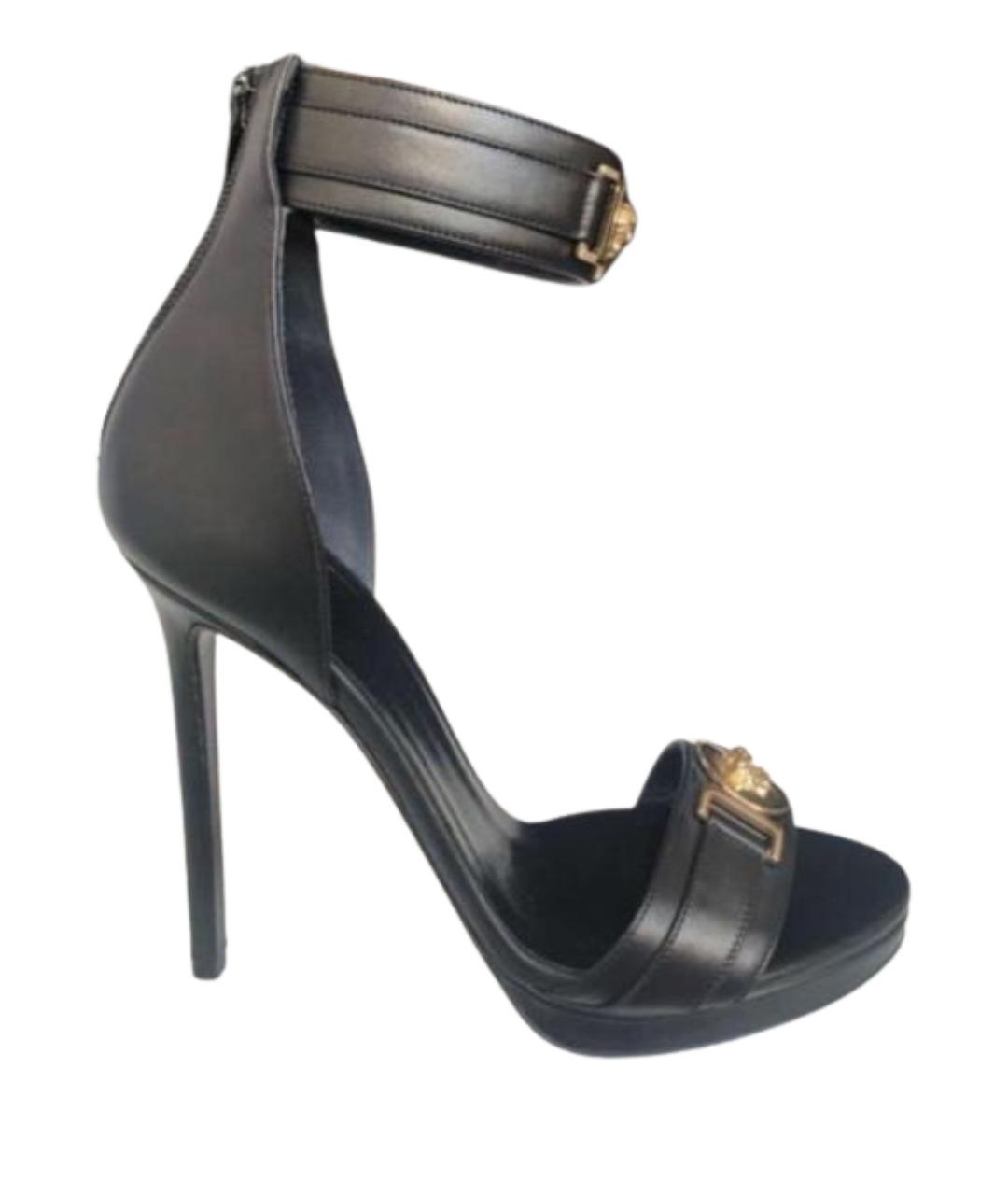 VERSACE Черные кожаные босоножки, фото 1