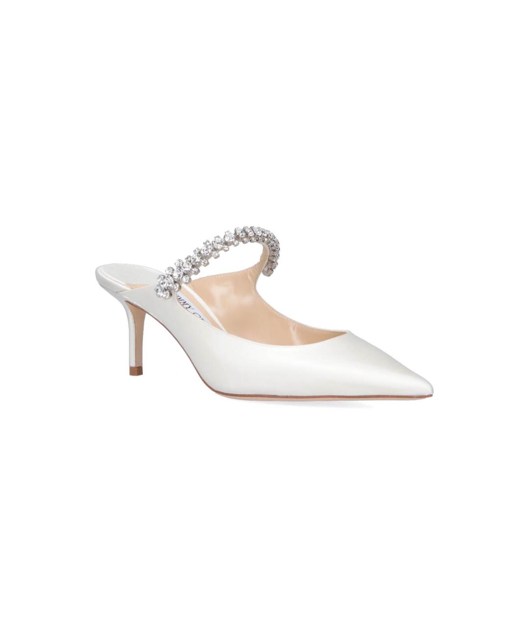 JIMMY CHOO Белые кожаные мюли, фото 2