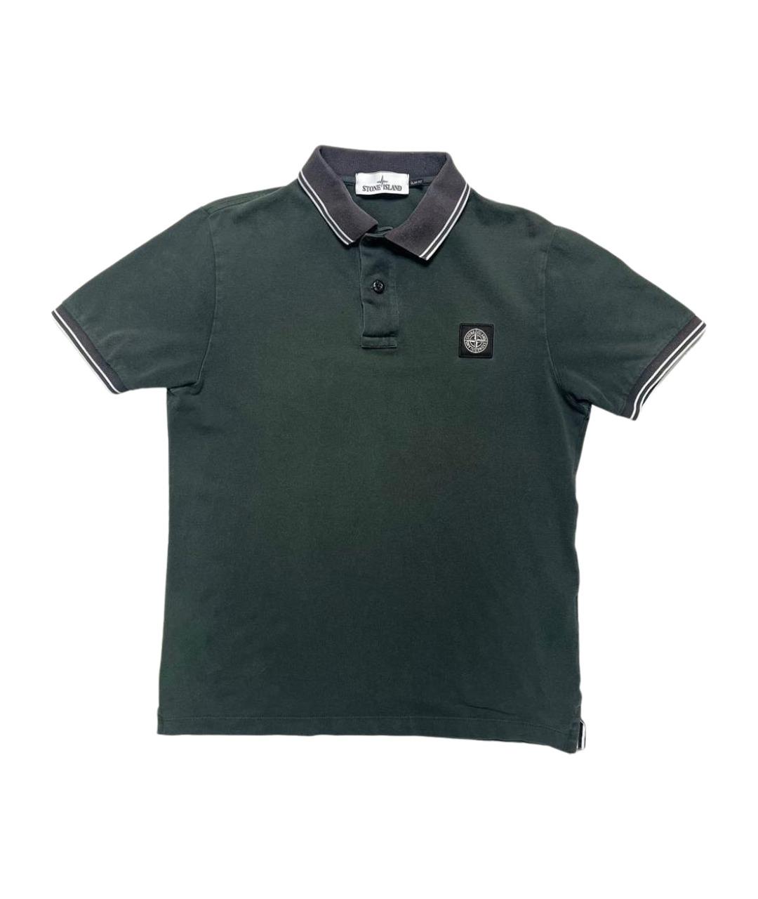 STONE ISLAND Зеленые хлопковое поло с коротким рукавом, фото 1