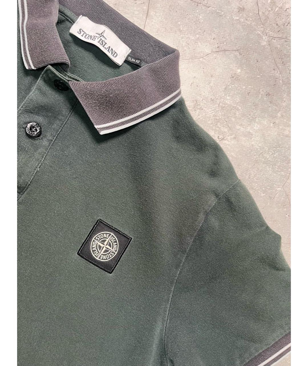 STONE ISLAND Зеленые хлопковое поло с коротким рукавом, фото 5
