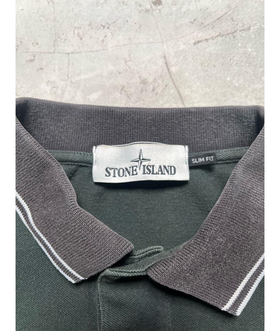 STONE ISLAND Зеленые хлопковое поло с коротким рукавом, фото 6