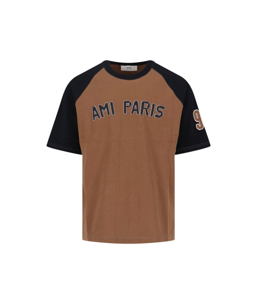 Ami Paris Коричневая хлопковая футболка, фото 1