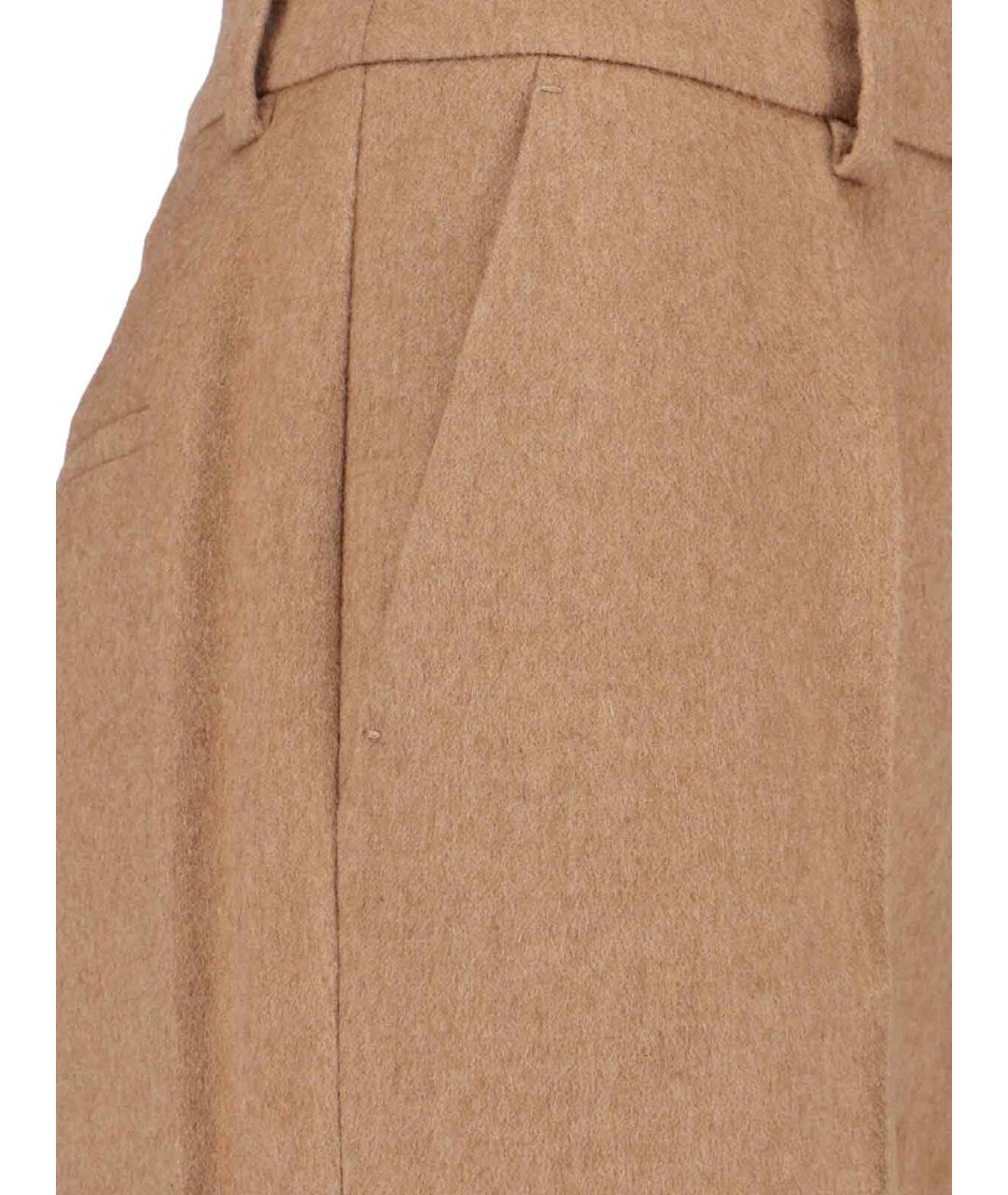 MAX MARA Бежевые шерстяные прямые брюки, фото 4