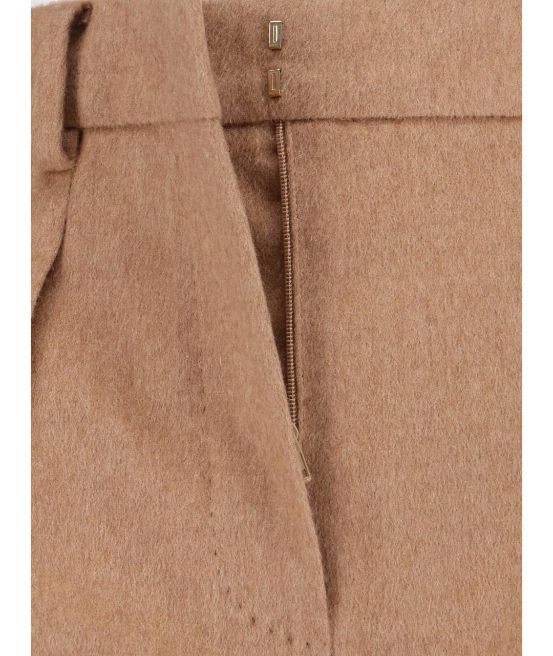 MAX MARA Бежевые шерстяные прямые брюки, фото 5