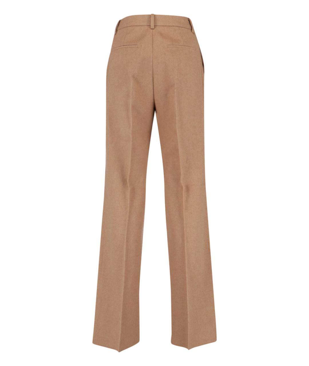 MAX MARA Бежевые шерстяные прямые брюки, фото 2