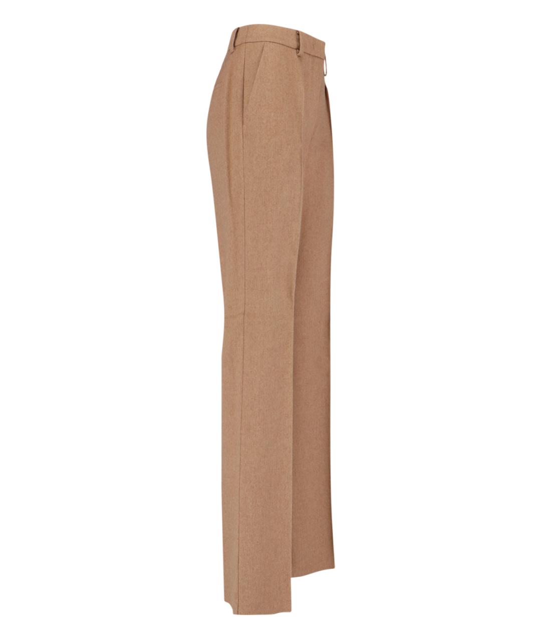 MAX MARA Бежевые шерстяные прямые брюки, фото 3