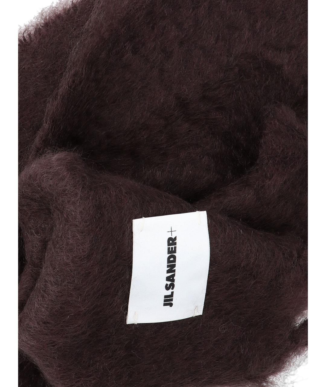 JIL SANDER Коричневый шерстяной шарф, фото 3