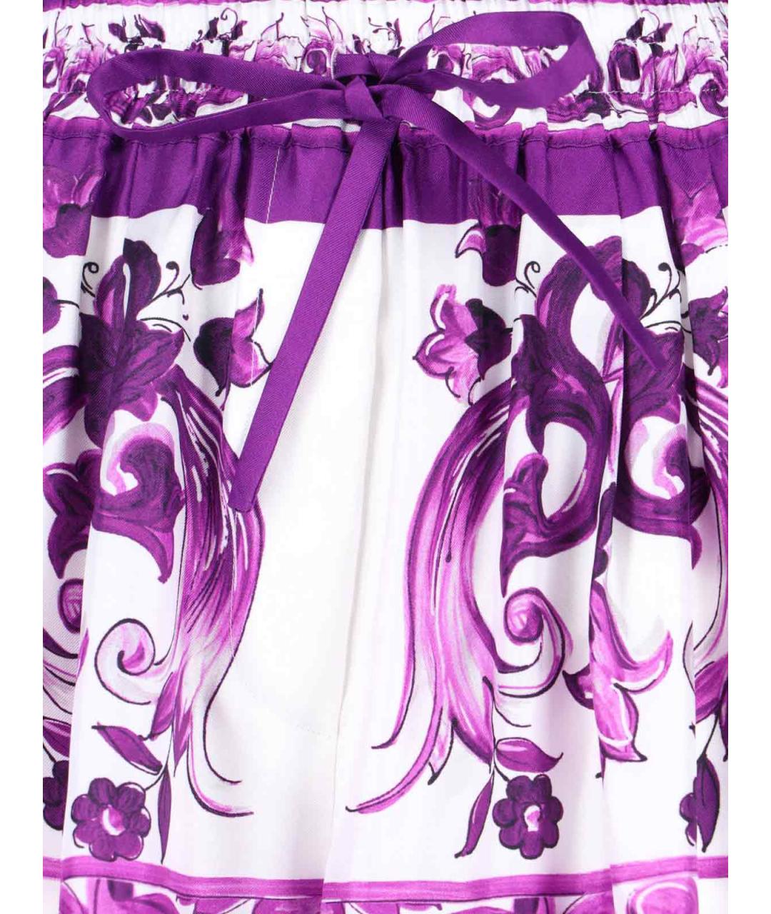 DOLCE&GABBANA Фиолетовые шелковые прямые брюки, фото 5