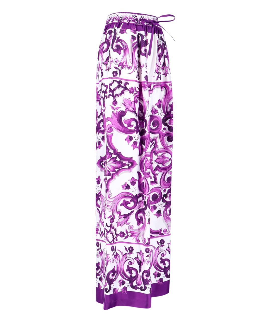 DOLCE&GABBANA Фиолетовые шелковые прямые брюки, фото 3