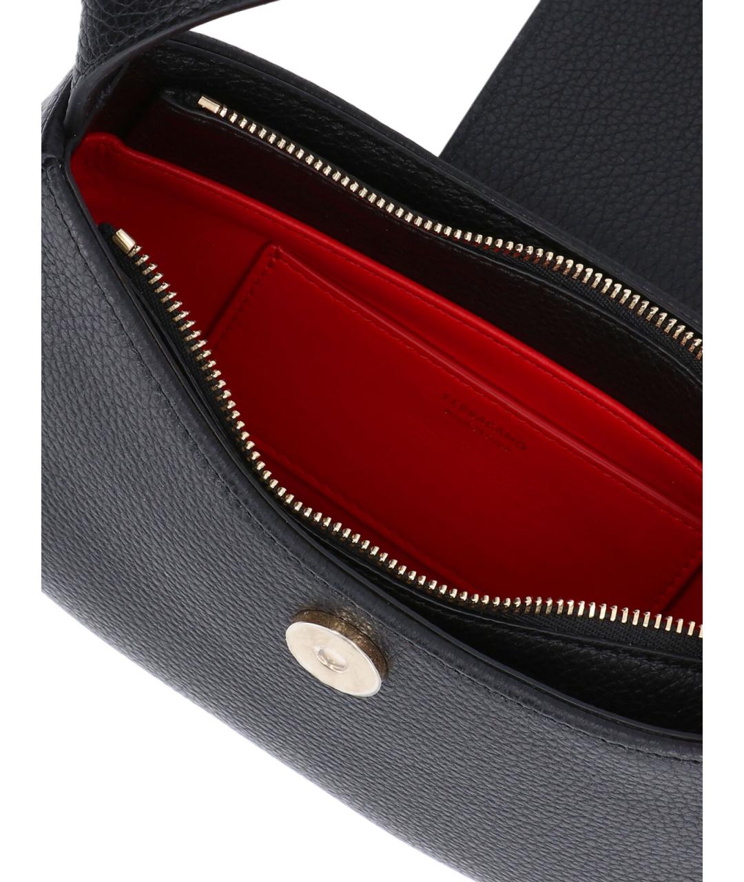 FERRAGAMO Черная кожаная сумка через плечо, фото 4