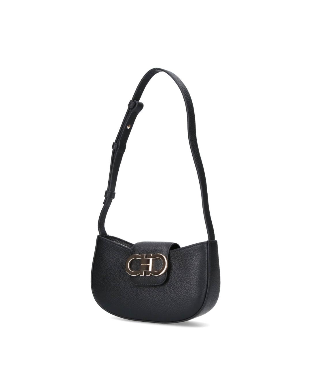 FERRAGAMO Черная кожаная сумка через плечо, фото 2