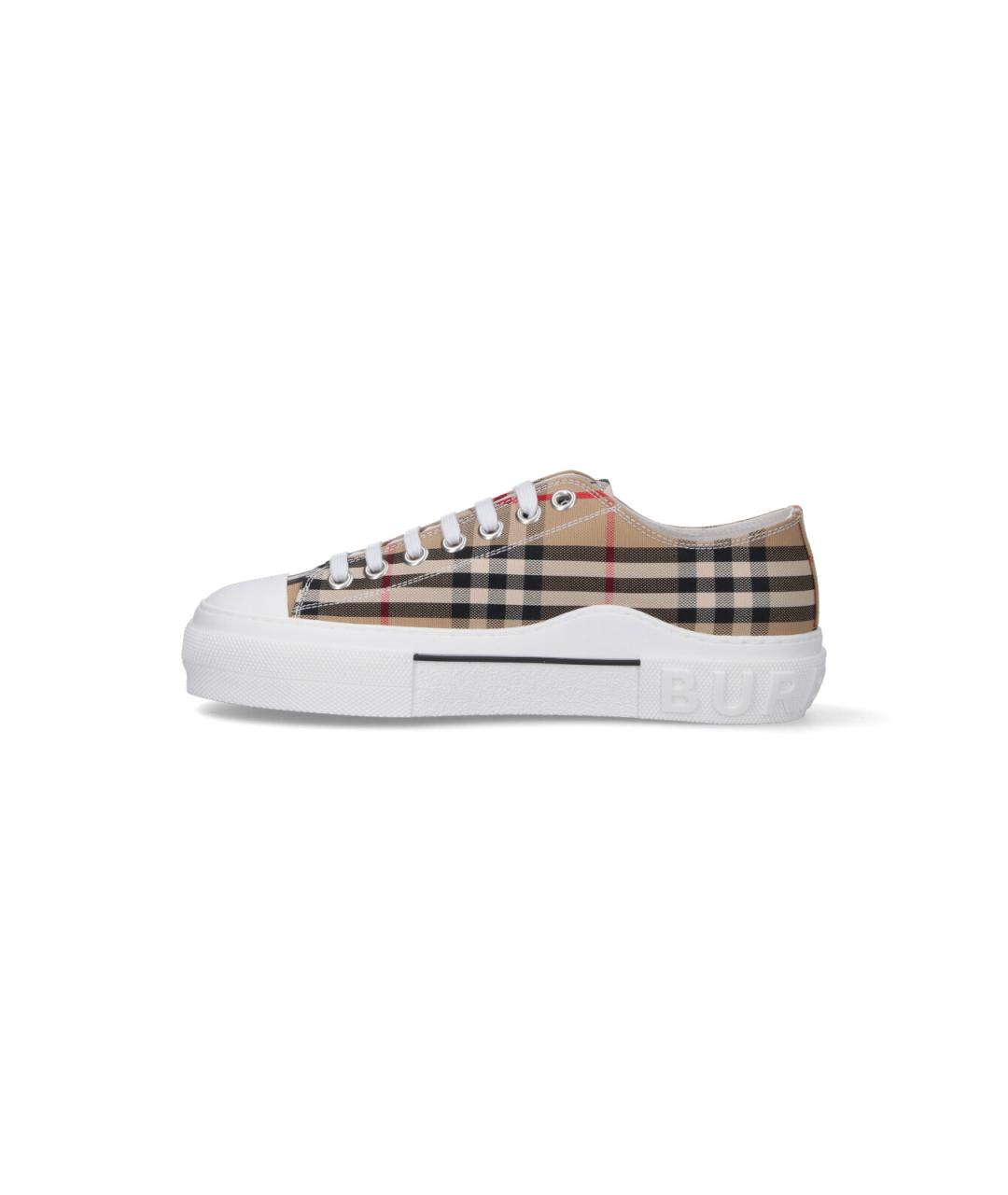BURBERRY Бежевые текстильные низкие кроссовки / кеды, фото 3