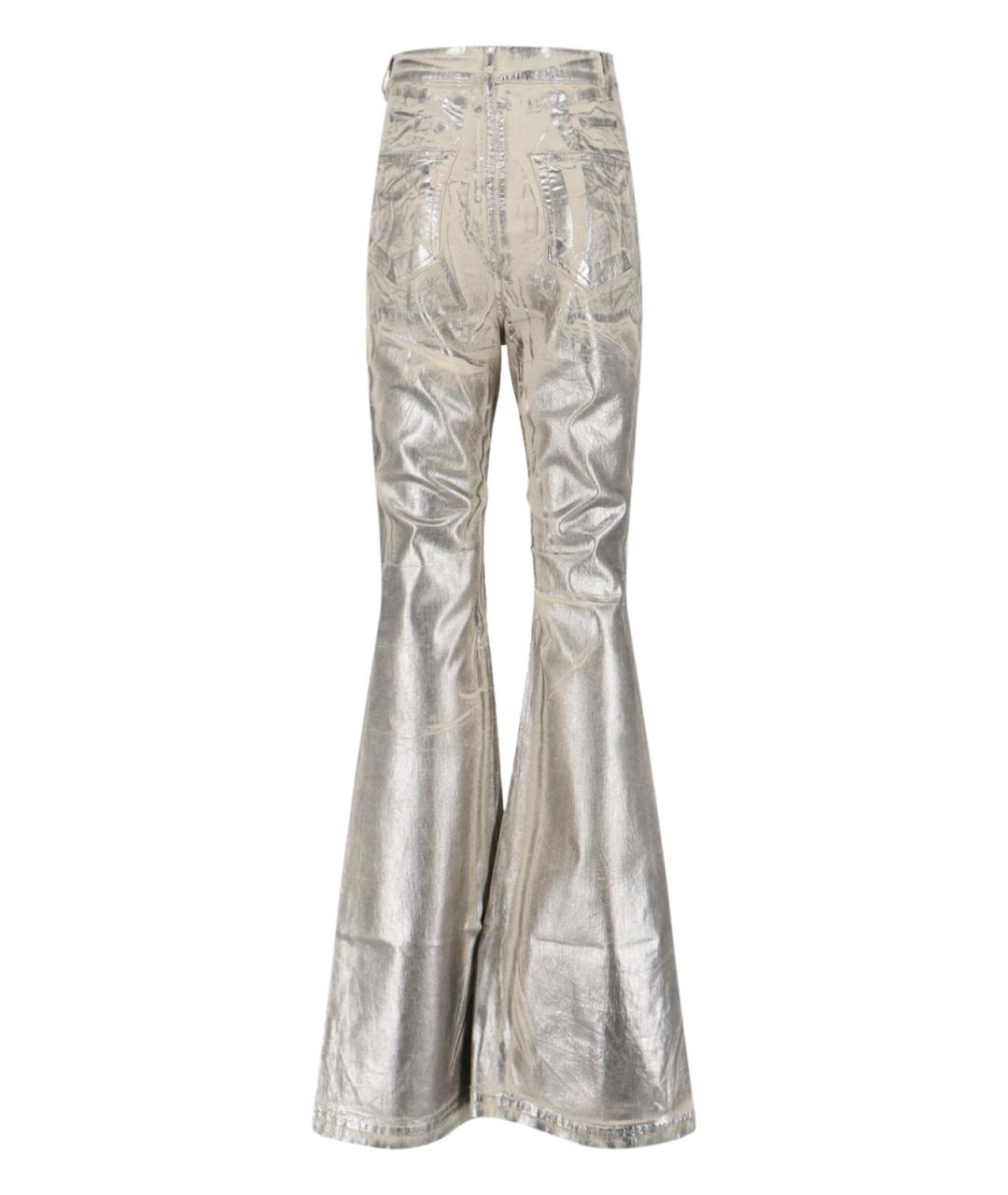 RICK OWENS DRKSHDW Серебряные хлопковые джинсы клеш, фото 2