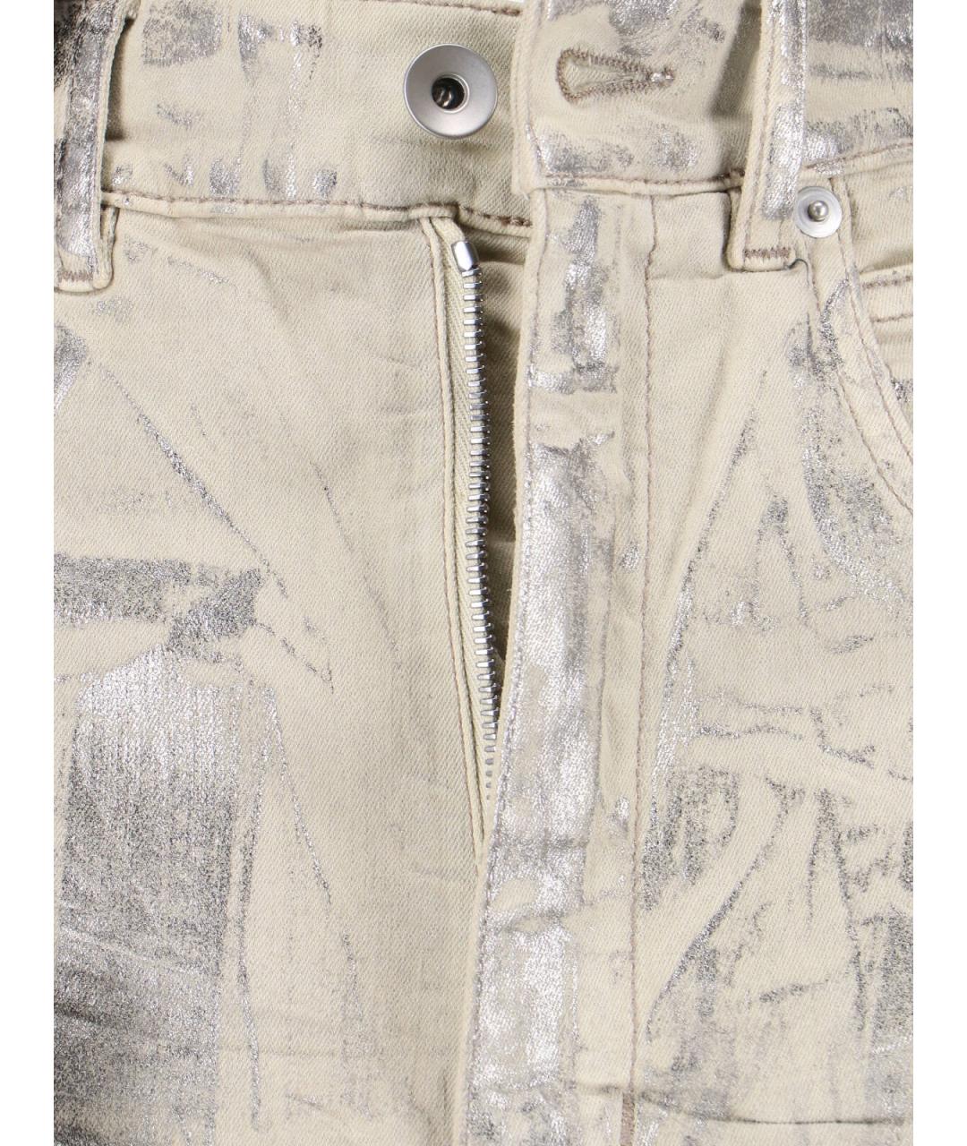 RICK OWENS DRKSHDW Серебряные хлопковые джинсы клеш, фото 5