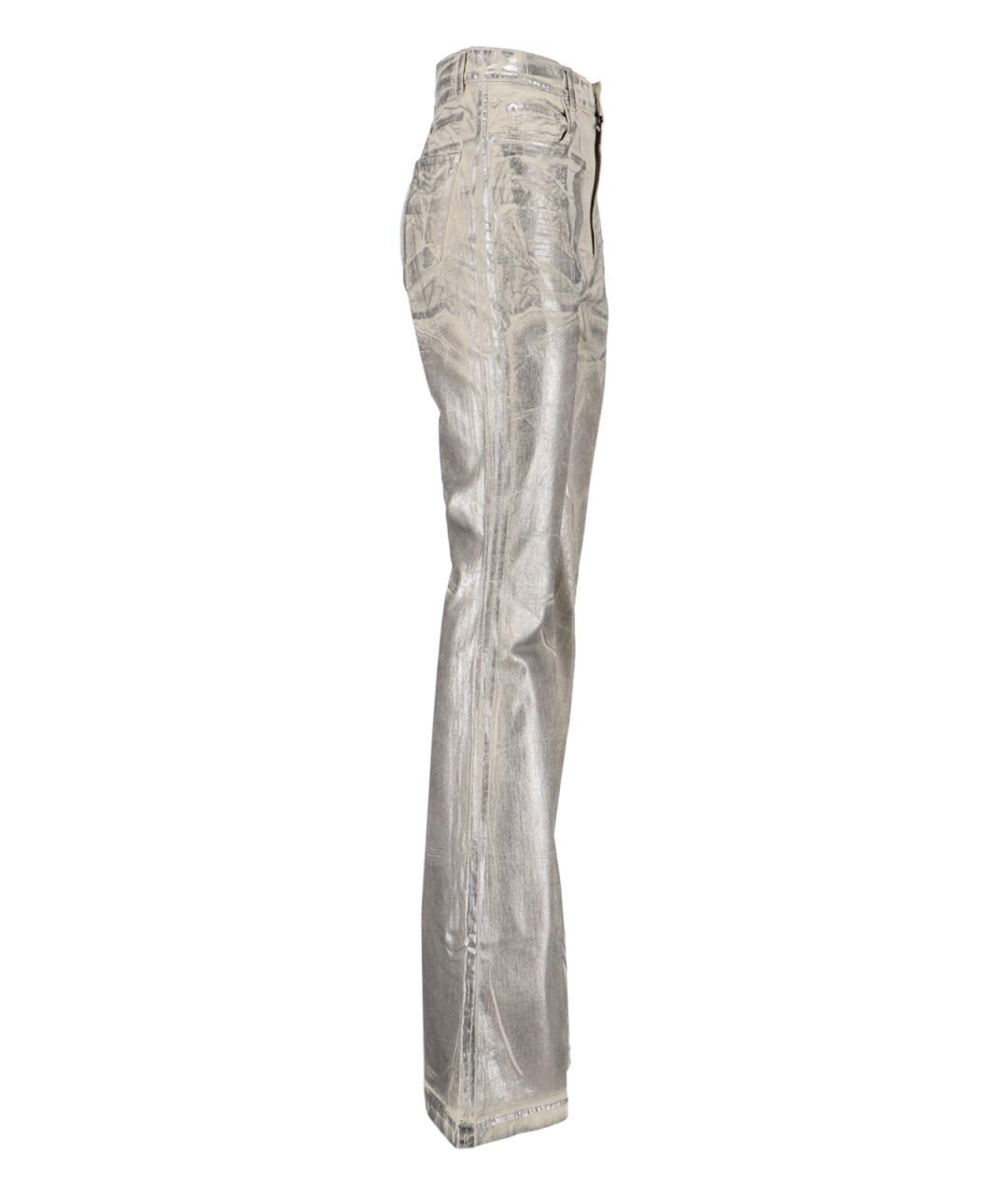 RICK OWENS DRKSHDW Серебряные хлопковые джинсы клеш, фото 3