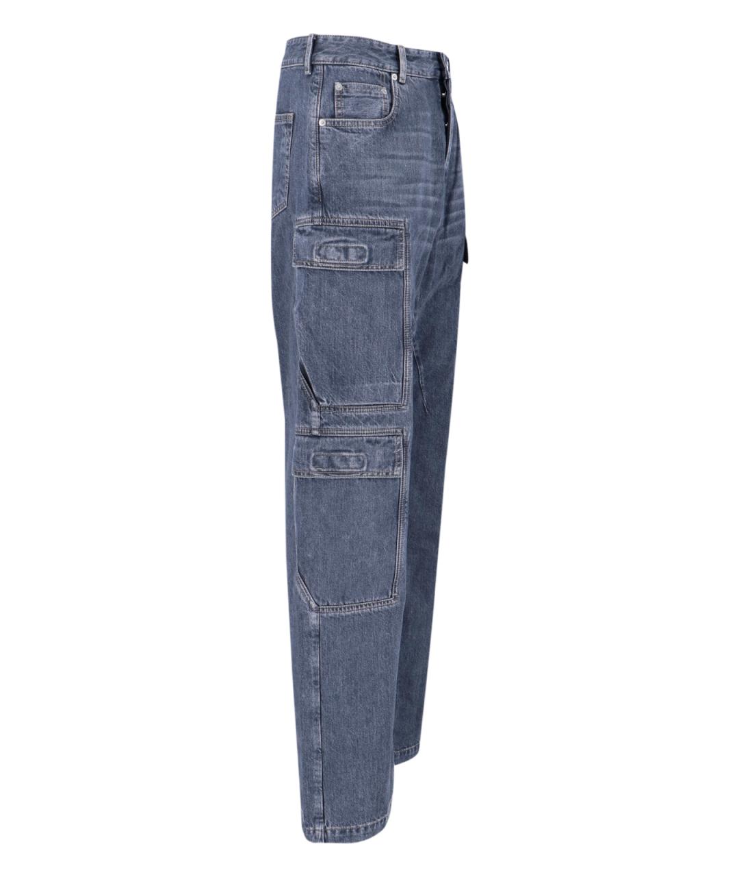 RICK OWENS DRKSHDW Синие хлопковые прямые джинсы, фото 3