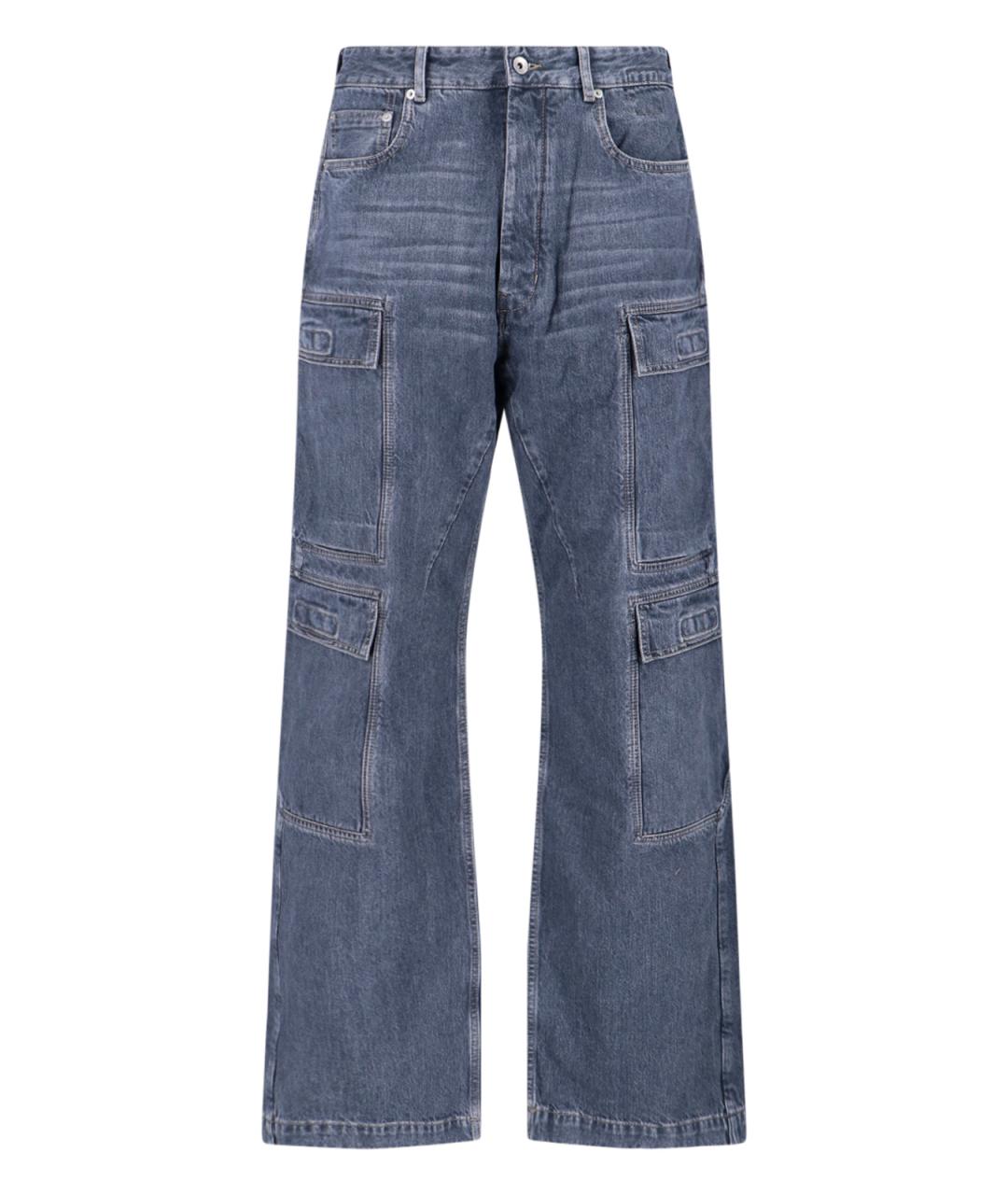 RICK OWENS DRKSHDW Синие хлопковые прямые джинсы, фото 1