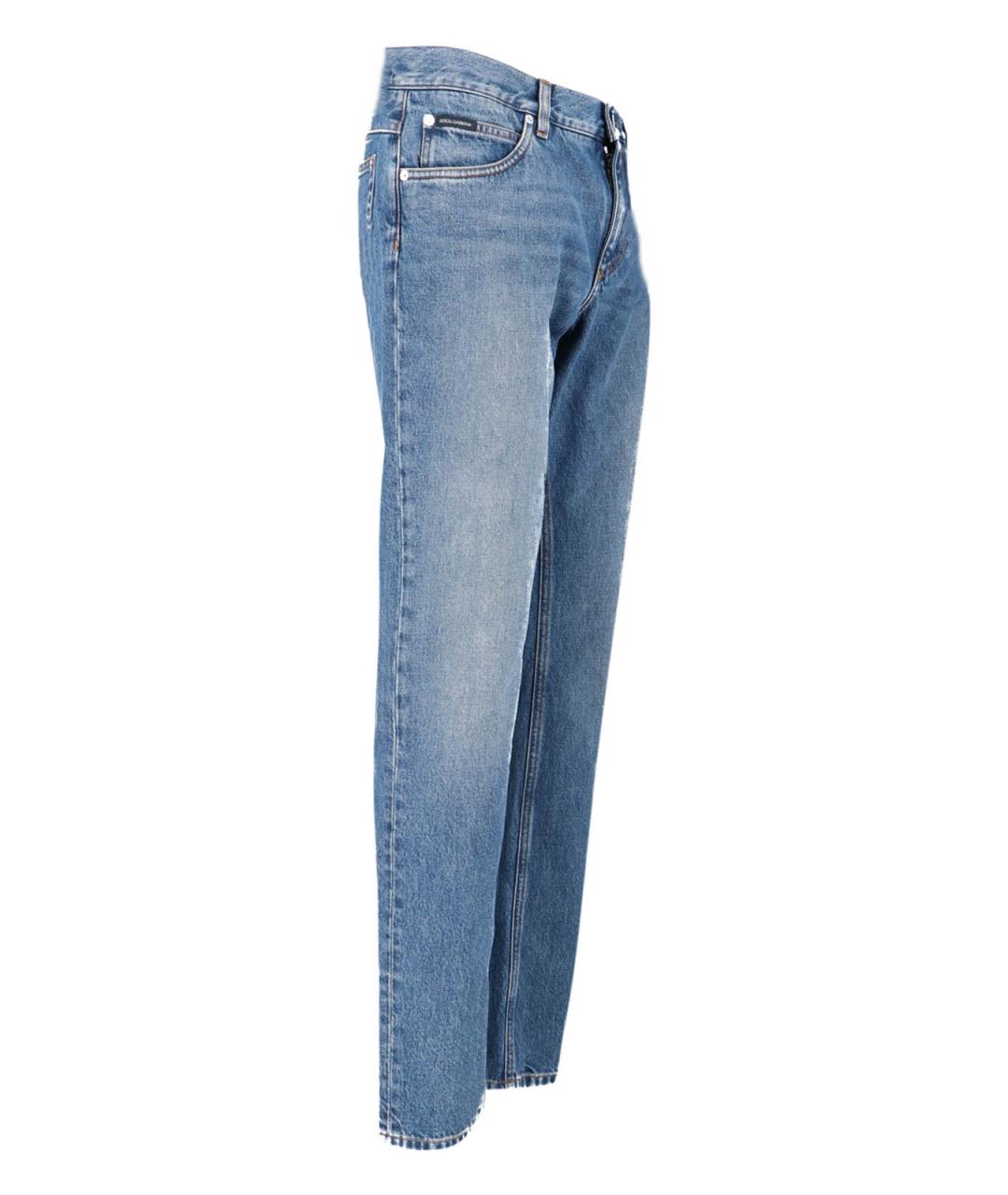 DOLCE&GABBANA Голубые хлопковые прямые джинсы, фото 3