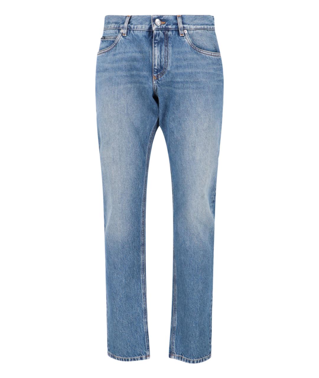 DOLCE&GABBANA Голубые хлопковые прямые джинсы, фото 1