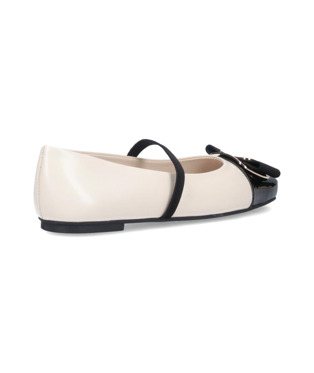 FERRAGAMO Белые кожаные балетки, фото 4
