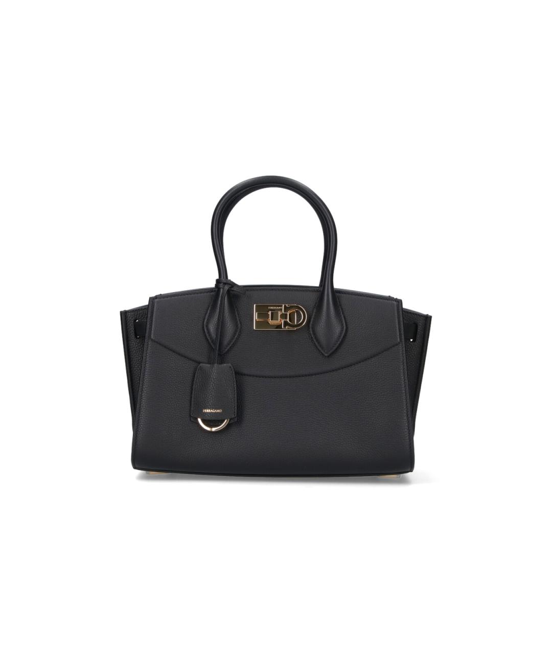 FERRAGAMO Черная кожаная сумка тоут, фото 1