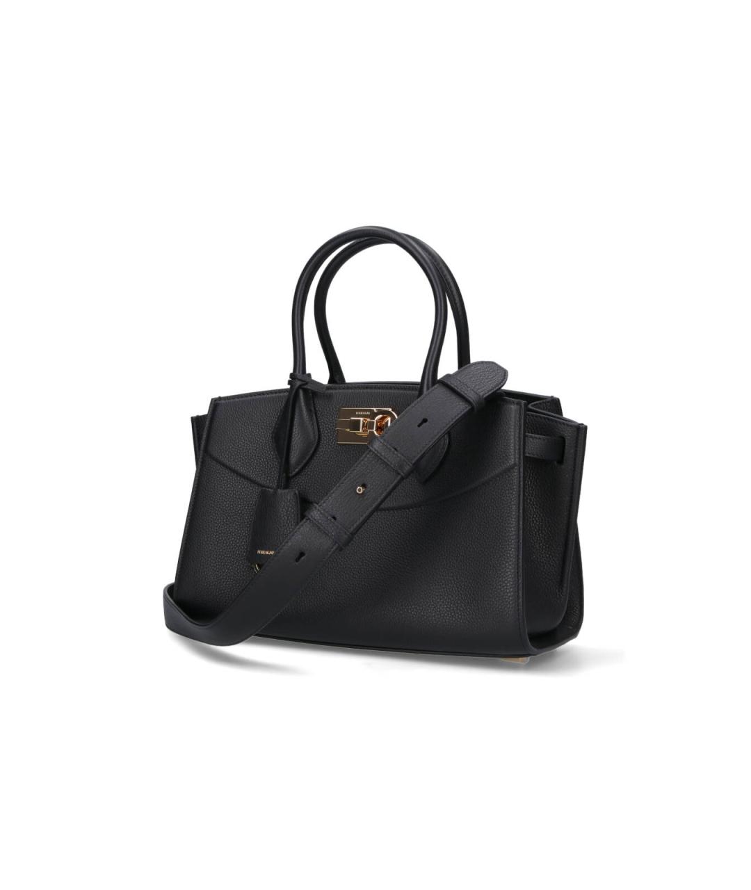 FERRAGAMO Черная кожаная сумка тоут, фото 2
