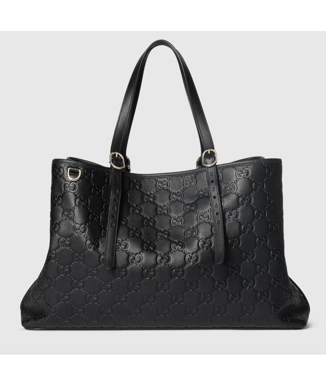 GUCCI Черная кожаная сумка тоут, фото 9