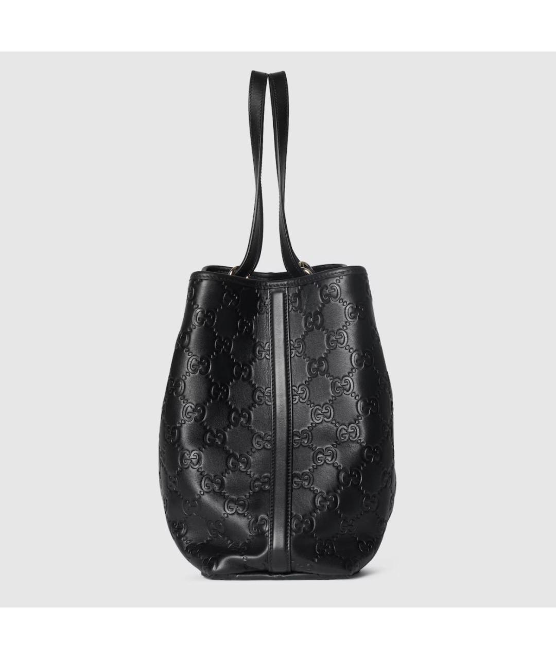 GUCCI Черная кожаная сумка тоут, фото 6