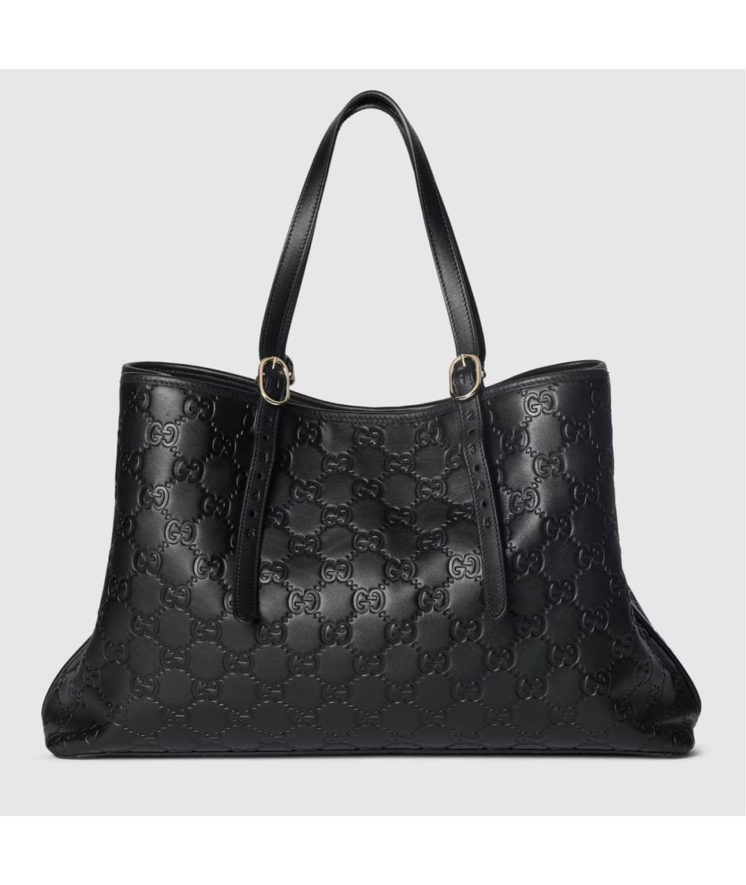 GUCCI Черная кожаная сумка тоут, фото 5