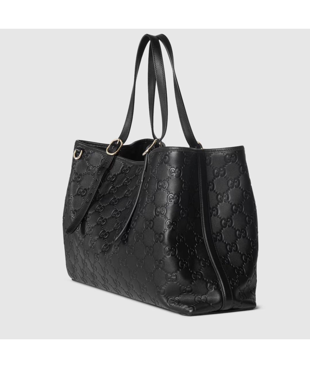 GUCCI Черная кожаная сумка тоут, фото 2