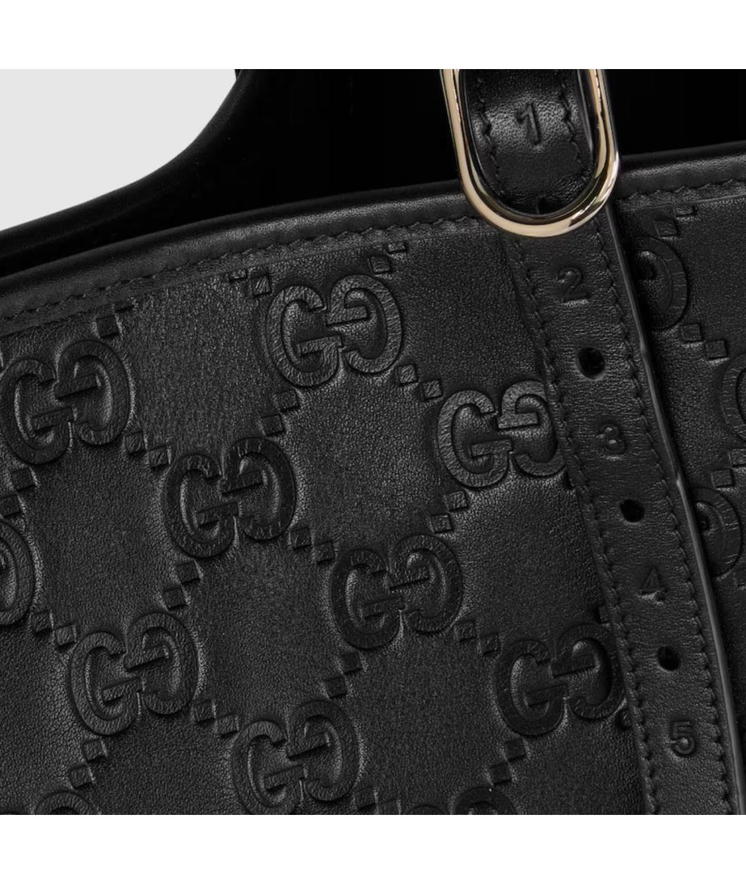 GUCCI Черная кожаная сумка тоут, фото 4