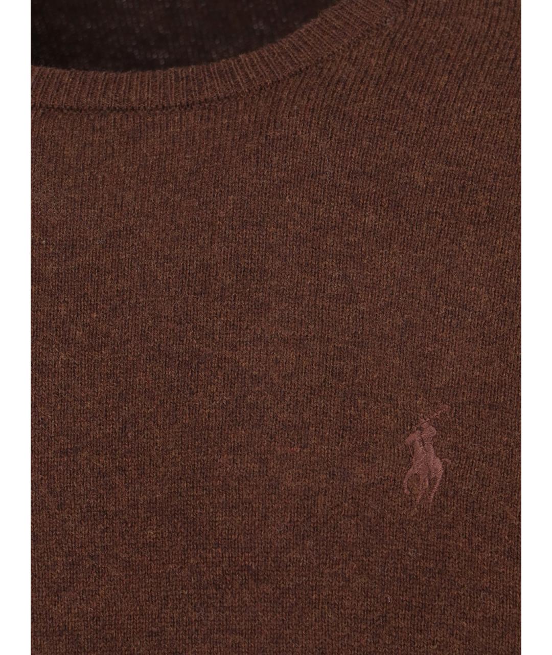 POLO RALPH LAUREN Коричневый шерстяной джемпер / свитер, фото 3